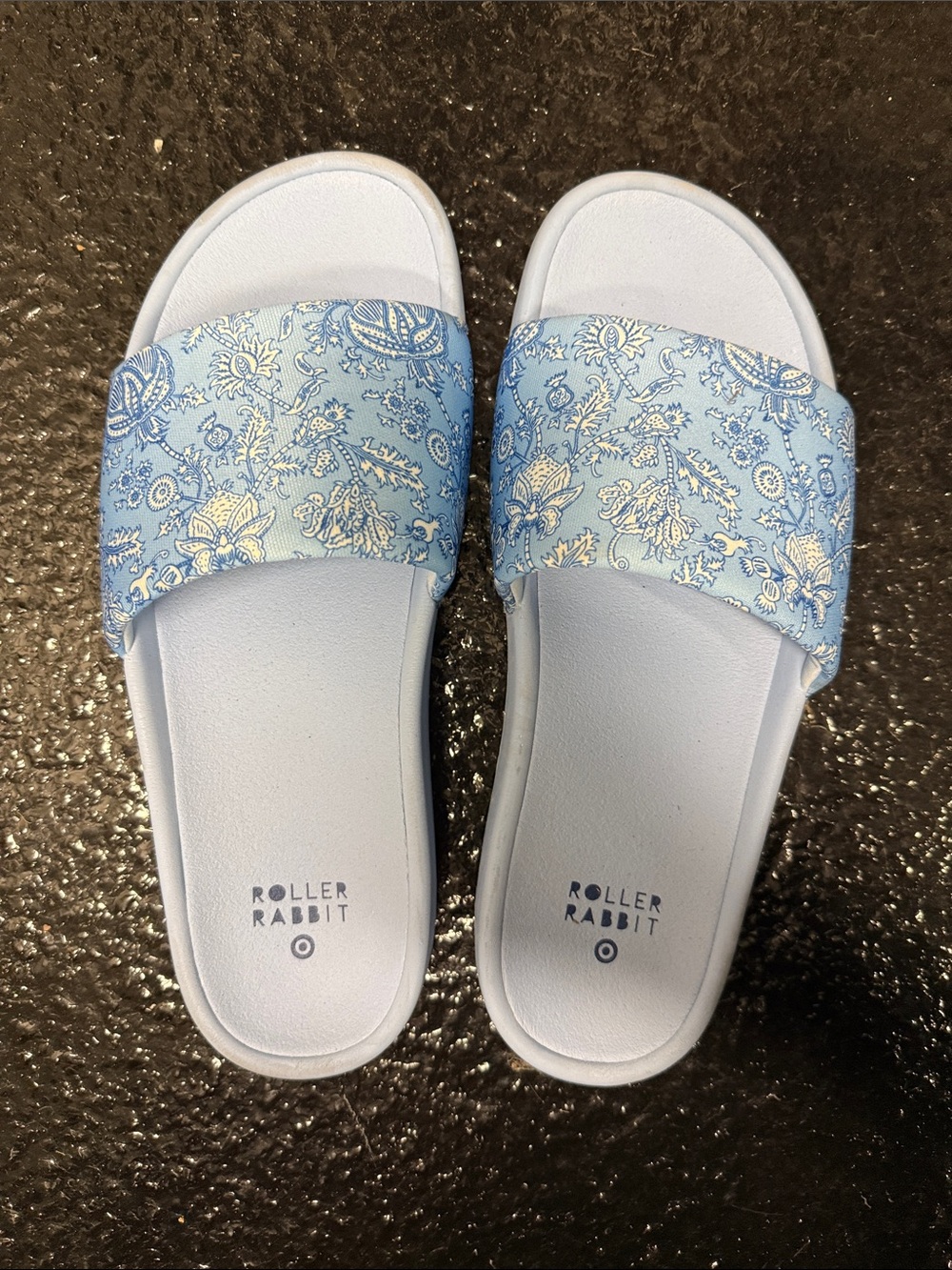 Roller Rabbit for Target Blue and Cream Paisley Slide Sandals
